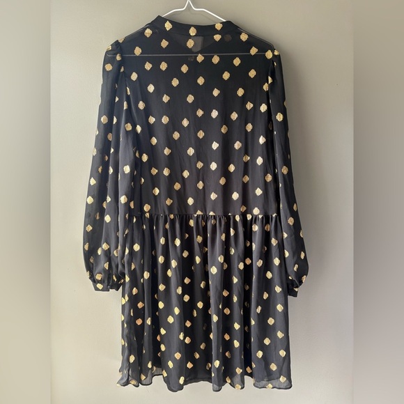 NWT, H&M size M,Elegant Black and Gold spotted Women's Dress. MIDI - Picture 6 of 7